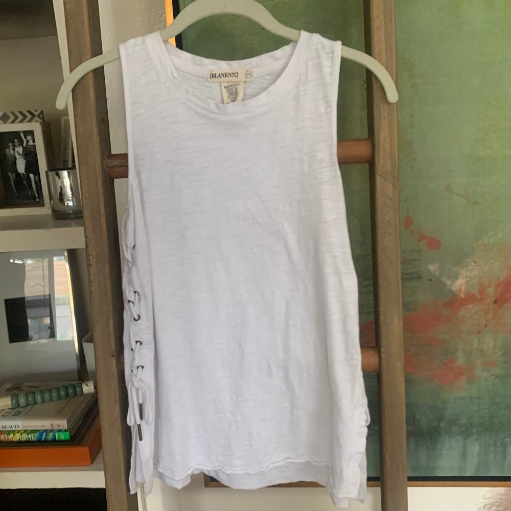 white lace up tank top